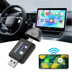 Adattatore Carplay Wireless 2 in 1 Android Adattatore Auto USB Car Dongle Connect Box - Foto 1 di 21