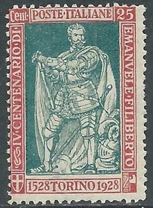 1928 KÖNIGREICH FILIBERTO SIEG 25 CENT D. 13 3/4 postfrisch ** - RE19 - Bild 1 von 1