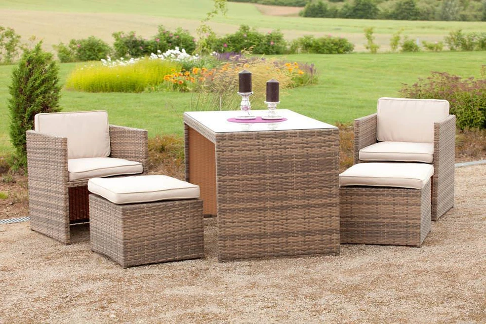 Merxx Gartenmöbel-Set Balkonset Merano 11-teilig, Tisch 128 x 70 cm, savannagrau - Bild 1 von 1