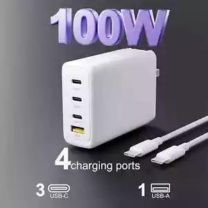 100W USB C Wall Charger GaN 4-Port Fast Charging PD QC Adapter for MacBook iPad - Picture 1 of 7