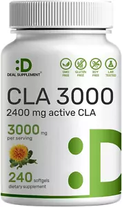CLA 3000mg 240 Softgels Active Conjugated Linoleic Acid From Safflower Oil New ✅ - Picture 1 of 12