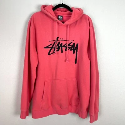 Sudadera con Capucha Vintage Stüssy Para Hombres XXL Rosa Bordada Spellout Pullover Forrado de Vellón Foto 1 de 4
