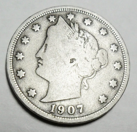 1907 P LIBERTY HEAD "V" NICKEL  *VG - VERY GOOD*  **FREE SHIPPING** Cover