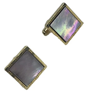 Vtg Anson Gray mother of pearl gold tone cufflinks 3/4” Square - Picture 1 of 8