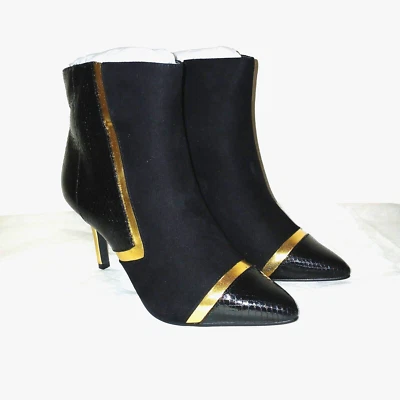 MIDNIGHT VELVET Mujer Cremallera Multi Media Botines Zapato Talla 7 M Negro Dorado NUEVO Foto 1 de 4