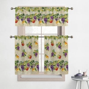 Laural Home Palermo Kitchen Tier Set- Rod Pocket Window Tier And Valance Set - Picture 1 of 3