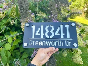Silver Door Sign House Numbers Laser Cut Black House Numbers Address Plaque - Picture 1 of 7