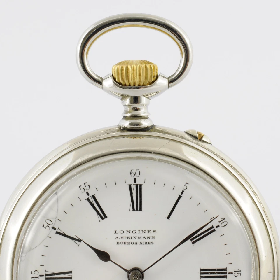 RELOJ BOLSILLO ANTIGUO SUIZO LONGINES ESFERA ESMALTADA CARA ABIERTA CUERDA MANUAL FUNCIONANDO Foto 1 de 4