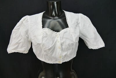 Gr.42 Dirndlbluse weiß Bluse für Dirndl Baumwolle mit Spitze B10820 - Bild 1 von 4