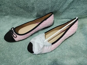 New Sz 8 Marc Fisher Beige & Black Captoe Bow Jodi Ballet Flats - Picture 1 of 7