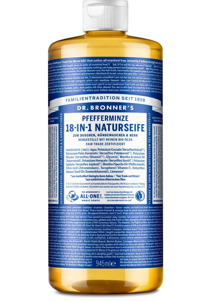 DR. BRONNER'S Pfefferminze 18-in-1 Naturseife 945 ml