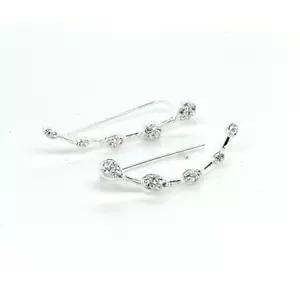 Crystal set Ear Climber Crawler Sterling Silver Stud Stone Earrings Cuffs Hoop - Picture 1 of 6