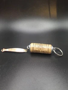 Vintage Fishing Lure & Wine Cork Keychain Handmade. Sealed Abilone & Metal Lure - Picture 1 of 9