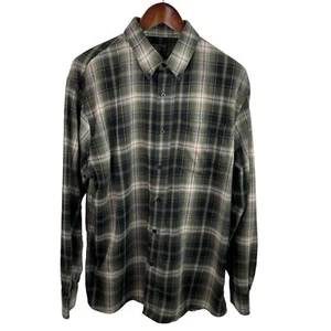 F/X Fusion Men’s Sz XL Gray Brown Black Plaid Button Long Sleeve Flannel Shirt - Picture 1 of 8