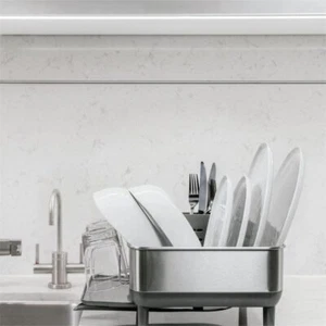 Compact Kitchen Dish Drying Rack Fingerprint-Proof Stainless Steel Frame Grey - Picture 1 of 4