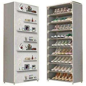 Scarpiera Salvaspazio 10 Ripiani Scaffale Portascarpe Tessuto TNT Grigio - Foto 1 di 6