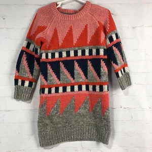 Gap Kids Girls Fair Isle Gray Pink Sweater Dress Long size 4 - Picture 1 of 7
