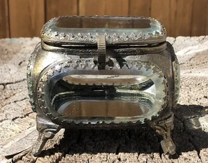 Vintage Ormalu Schmuckschatulle aus abgeschrägtem Glas - Bild 1 von 10