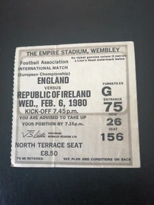 England V Republic of Ireland Ticket Stub. 1980 Wembley Stadium. February 6th... - Picture 1 of 2