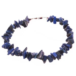 Brazalete genuino de lapislázuli con astillas de gemas de plata de ley hecho a mano, 8 pulgadas - Imagen 1 de 1