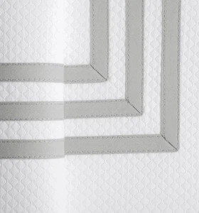 MATOUK Newport Shower Curtain Sterling Grey Stripe White Waffle 72x72 $379 - Picture 1 of 9
