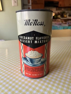 Vintage McNess Cocoanut Flavored Dessert Mixture Tin - Image 1 of 4