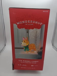Oropel iluminado Navidad 21" Corgi perro 50 luces transparentes interior exterior patio decoración nuevo en caja - Imagen 1 de 7