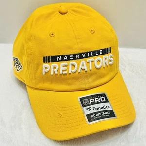Fanatics Nashville Predators Script Patch Hat Cap Adjustable Strap Yellow NHL - Picture 1 of 5
