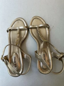 Unlisted Women Kitten Heels Gold Sandals US Size 6.5 M - Picture 1 of 7