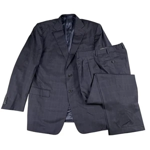 Ermenegildo Zegna Mens Windowpane Designer Full Suit Sz 46R Made in Italy - Picture 1 of 8