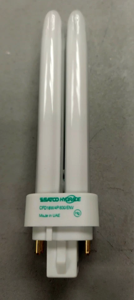 Satco S8334, 3000K 18-Watt G24q-2 Base T4 Quad 4-Pin, PK of 2 Bulbs Per Order. - Image 1 of 4