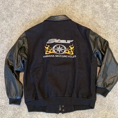 Abrigo Chaqueta Bombardero de Lana Yamaha Star Motocicletas Años 90 De Colección Para Hombre Talla Mediana Foto 1 de 4