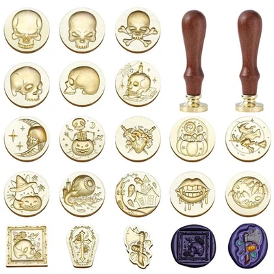 Sello de cera de Halloween 19 piezas estampillas vintage de la serie Evil (cráneo, cruz, doble) Foto 1 de 4