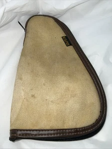 Vintage Kolpin 10"×7" Pistolenkoffer hellbraun Canvas brauner Rand Handwaffenaufbewahrung USA - Bild 1 von 6