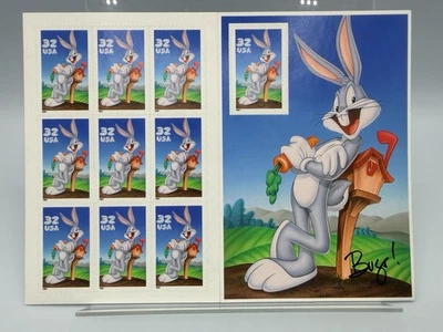 Looney Tunes Bugs Bunny 1997 USPS Stamp Sheet - Set of 10 Full Pane $0.32 - Image 1 of 4