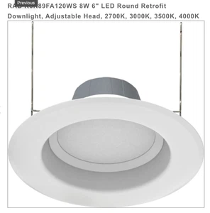 RAB 6" LED Retrofit Einbaustrahler 8W CCT wählbar 725 Lumen 120V - R6R89FA120WS - Bild 1 von 2