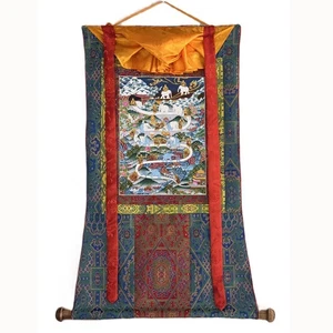 Seidenbrokat montiert Weg zum Himmel Thangka Gemälde, Weg ins Nirwana Thanka - Bild 1 von 8
