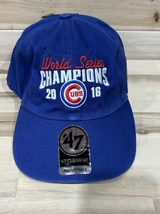 Campeones de la Serie Mundial 2016 Chicago Cubs sombrero azul 47 limpieza nuevo ajustable - Imagen 1 de 8