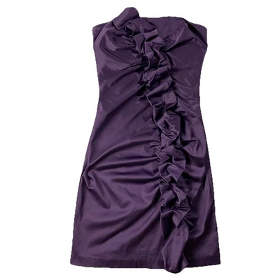 Mini Vestido De Colección Gunne Sax 2 Sin Tirantes Acanalado Volantes Púrpura Junior’s Talla 1 Hoco Foto 1 de 4