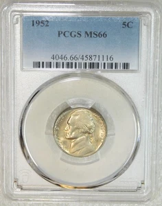 1952 P Jefferson Nickel PCGS MS66 looks Full Steps Gorgeous Luster PQ #V123A - Picture 1 of 5