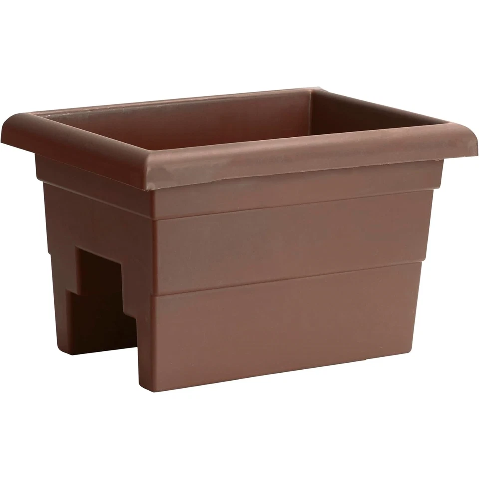 Caixa de flores para plantador de trilhos de plástico campo novidade, marrom, 16 polegadas - Imagem 1 de 3