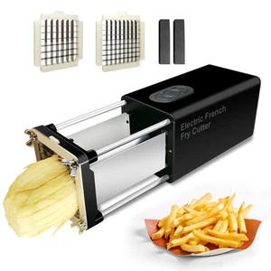 Cortador de papas fritas eléctrico, cortador de papas fritas con acero inoxidable de 1/2 y 3/8 pulgadas... - Imagen 1 de 8