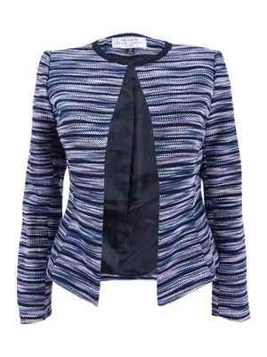 Blazer de jacquard a rayas pequeñas Tahari ASL para mujer (6P, rosa/azul marino/negro) Foto 1 de 2