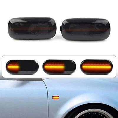 Dynamic LED Side Marker Fender Turn Signal Light for Audi A3 A4 B7 A6 C5 C6 Blac - Image 1 of 4
