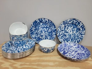 Golden Rabbit Cobalt Swirl Enamelware Dinnerware --- PICK --- - Picture 1 of 17