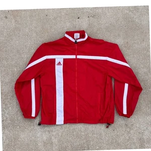 Adidas Rosso Bianco Danimarca Full Zip Giacca a Vento Uomo Media Vintage Calcio - Foto 1 di 8