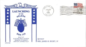 USS HELENA SSN-725 LANZAMIENTO 28 DE JUNIO 1986 GROTON CT CACHÉT - Imagen 1 de 1