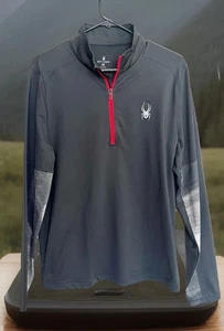 SPYDER T Neck 1/4 Zip Pullover Black Red Mens Sz Small performance - Picture 1 of 13