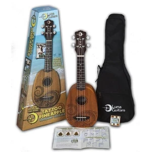 Luna Tattoo Mahogany Soprano Pineapple Ukulele Pack - Picture 1 of 5