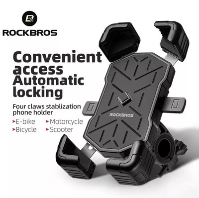 ROCKBROS Bike Handlebar Cell Phone Holder Mount Universal Motorcycle  4.5-7.2” - Image 1 of 4